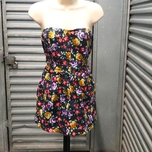 Junior's Medium, Strapless, mini floral dress